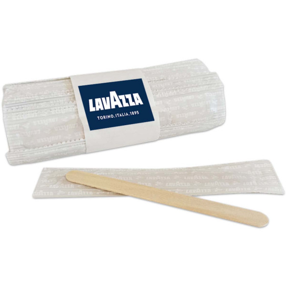 Touillettes Lavazza en bois – 50 spatules emballées individuellement — 50 spatules